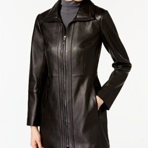 Preston & York Long Black Leather Jacket